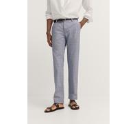 Chinohose BUGATTI, Herren, Gr. 38, Länge 30, blau (350, blau), 97% Baumwolle, 3% Elasthan, kariert, normal, Hosen Chinohose, mit körpernaher Passform (29746123-38) 350, blau