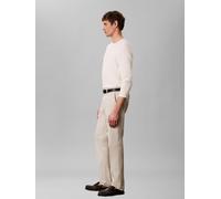 Chinohose CALVIN KLEIN "SLM CTTN STRTCH CHN", Herren, Gr. 38, Länge 34, beige (moonstruck), Web, Obermaterial: 90% Baumwolle, 8% Elastomultiester, 2% Elasthan, slim fit lang, Hosen Chinohose, Mit Gürt