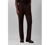 Chinohose CALVIN KLEIN "STRAIGHT PLEATED SATEEN CHINO", Herren, Gr. 40, Länge 32, braun (schwarz), Web, Obermaterial: 97% Baumwolle, 3% Elasthan, unifarben, straight fit normal, Hosen Chinohose, mit B