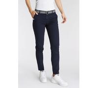 Chinohose DELMAO, Damen, Gr. 44, N-Gr, blau (marine), Twill, Obermaterial: 98% Baumwolle, 2% Elasthan, unifarben, bequem knöchellang, Hosen Chinohose, mit passendem Gürtel, Topseller (74425551-44)
