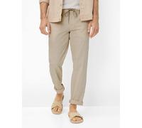 Chinohose EUREX BY BRAX "Style Flatfronthose", Herren, Gr. 27U, Unterbauchgrößen, beige (hellbeige), Web, 75% Baumwolle, 23% Leinen, 2% Elasthan, Hosen Chinohose (14228138-27) hellbeige