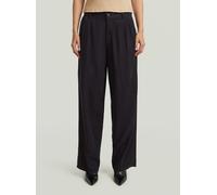 Chinohose G-STAR "Pleated Chino", Damen, Gr. 27, Länge 34, dk schwarz gd, Obermaterial: 90% Viskose, 10% Polyester, Hosen Chinohose (29386737-27) dk schwarz gd