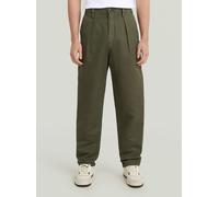 Chinohose G-STAR "Pleated Chino Relaxed Tapered", Herren, Gr. 30, Länge 34, asfalt gd, Obermaterial: 70% Baumwolle, 30% Baumwolle, Hosen Chinohose (27253604-30) asfalt gd