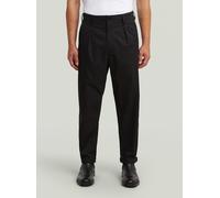 Chinohose G-STAR "Pleated Chino Relaxed Tapered", Herren, Gr. 38, Länge 32, dk schwarz, Obermaterial: 75% Polyester, 25% Elastomultiester, Hosen Chinohose (41854909-38)