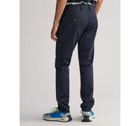 Chinohose GANT "SLIM TWILL CHINOS", Damen, Gr. 33, Länge 36, blau (marine), Twill, Obermaterial: 98% Baumwolle, 2% Elasthan, slim fit knöchellang, Hosen Chinohose, mit gefütterten Seitentaschen (49450