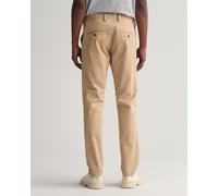 Chinohose GANT "SLIM TWILL CHINOS", Herren, Gr. 34, Länge 30, grün (schwarz khaki), Twill, Obermaterial: 98% Baumwolle, 2% Elasthan, slim fit knöchellang, Hosen Chinohose, mit gefütterten Seitentasche