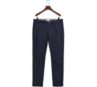 Chinohose GANT "SLIM TWILL CHINOS", Herren, Gr. 38, Länge 32, blau (marine), Twill, Obermaterial: 98% Baumwolle, 2% Elasthan, unifarben, slim fit knöchellang, Hosen, mit gefütterten Seitentaschen (627