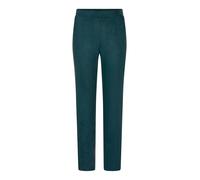 Chinohose GOLDNER "Kurzgröße Knöchellange Velourslederhose LOUISA", Damen, Gr. 22, K-Gr, grün (dunkelgrün), Obermaterial: 95% Polyester PES. 5% Elasthan EL., Modisch, Hosen Chinohose, Zierleistentasch