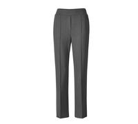 Chinohose GOLDNER "Kurzgröße Weite Stoffhose VERA mit Biesen", Damen, Gr. 19, K-Gr, grau (grau, melange), Obermaterial: 50% Polyamid PA. 45% Viskose CV. 5% Elasthan EL., weit, Hosen Chinohose, Verdeck