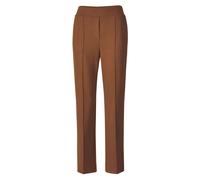 Chinohose GOLDNER "Weite Stoffhose VERA mit Biesen", Damen, Gr. 40, N-Gr, braun (cognac), Obermaterial: 50% Polyamid PA. 45% Viskose CV. 5% Elasthan EL., weit, Hosen Chinohose, Verdeckte Reißverschlus