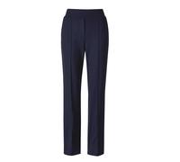Chinohose GOLDNER "Weite Stoffhose VERA mit Biesen", Damen, Gr. 44, N-Gr, blau (marine), Obermaterial: 50% Polyamid PA. 45% Viskose CV. 5% Elasthan EL., weit, Hosen Chinohose, Verdeckte Reißverschluss