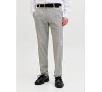 Chinohose JACK & JONES "JPSTACE SUMMER CHINO PANT SN", Herren, Gr. 31, Länge 32, dusty olive detail:melange, Web, Obermaterial: 70% Baumwolle, 30% Leinen, meliert, slim fit knöchellang, Hosen Chinohos