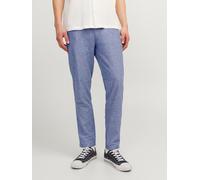 Chinohose JACK & JONES "JPSTACE SUMMER CHINO PANT SN", Herren, Gr. 31, Länge 34, blau (faded denim detail:melange), Web, Obermaterial: 74% Baumwolle, 26% Leinen, meliert, slim fit knöchellang, Hosen C