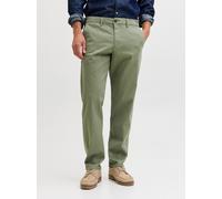 Chinohose JACK & JONES "JPSTKANE DYLAN CHINO", Herren, Gr. 32, Länge 32, deep lichen grün, Web, Obermaterial: 98% Baumwolle, 2% Elasthan, unifarben, regular fit knöchellang, Hosen Chinohose (37027118-