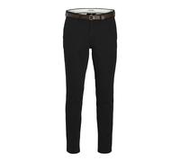 Chinohose JACK & JONES "JPSTMARCO ADAM BELTED CHINO", Herren, Gr. 29, Länge 34, schwarz, Web, Obermaterial: 98% Baumwolle, 2% Elasthan, unifarben, slim fit knöchellang, Hosen Chinohose (58505420-29) s