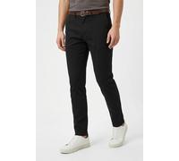 Chinohose JACK & JONES "JPSTMARCO ADAM BELTED CHINO", Herren, Gr. 30, Länge 32, schwarz, Web, Obermaterial: 98% Baumwolle, 2% Elasthan, unifarben, slim fit knöchellang, Hosen Chinohose (86818305-30) s