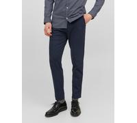 Chinohose JACK & JONES "JPSTMARCO - Chinohose mit mittlerer Taille, Slim Fit, bequem", Herren, Gr. 34, Länge 34, blau (navy blazer), Web, Obermaterial: 52% Polyester, 21% Nylon, 17% Viskose, 10% Elast
