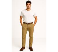 Chinohose JACK & JONES "JPSTMARCO FRANCO CHINO W BELT", Herren, Gr. 33, Länge 34, braun (elmwood), Web, Obermaterial: 98% Baumwolle, 2% Elasthan, unifarben, slim fit knöchellang, Hosen Chinohose (7611