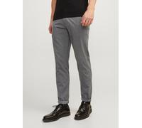 Chinohose JACK & JONES "JPSTMARCO JJFURY AKM", Herren, Gr. 36, Länge 32, grau (drizzle), Web, Obermaterial: 98% Baumwolle, 2% Elasthan, unifarben, slim fit normal, Hosen Chinohose (19896153-36) drizzl