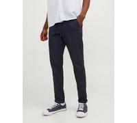 Chinohose JACK & JONES "JPSTMARCO SUNNY CHINO SN", Herren, Gr. 36, Länge 34, blau (schwarz navy), Web, Obermaterial: 98% Baumwolle, 2% Elasthan, unifarben, slim fit knöchellang, Hosen Chinohose (40560