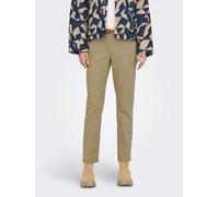 Chinohose JDY "JDYCHICAGO MW BELTED CHINO PANTS PNT DIA", Damen, Gr. L (40), Länge 32, travertine, Web, Obermaterial: 98% Baumwolle, 2% Elasthan, unifarben, regular fit knöchellang, Hosen Chinohose (4