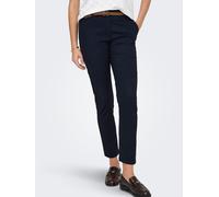 Chinohose JDY "JDYCHICAGO MW BELTED CHINO PANTS PNT DIA", Damen, Gr. XXL (44), Länge 32, night sky, Web, Obermaterial: 98% Baumwolle, 2% Elasthan, unifarben, regular fit knöchellang, Hosen Chinohose (