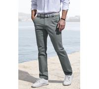 Chinohose JOHN DEVIN "regular-fit", Damen, Gr. 32, Länge 34, grün (salbei), Web, Obermaterial: 98% Baumwolle, 2% Elasthan, unifarben, regular fit lang, Hosen Chinohose, aus elastischer Baumwoll-Qualit