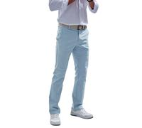 Chinohose JOHN DEVIN "regular-fit, lange Oxford Hose", Damen, Gr. 34, Länge 32, blau (hellblau), Web, Obermaterial: 98% Baumwolle, 2% Elasthan, unifarben, regular fit lang, Hosen Chinohose, aus elasti
