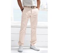 Chinohose JOHN DEVIN "regular-fit, lange Oxford Hose", Herren, Gr. 36, Länge 32, beige, Web, Obermaterial: 98% Baumwolle, 2% Elasthan, unifarben, regular fit lang, Hosen Chinohose, aus elastischer Bau