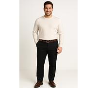 Chinohose "JPSTMARCO FRANCO CHINO W BELT PLS", Herren, Gr. 52, Länge 34, schwarz, Web, Obermaterial: 98% Baumwolle, 2% Elasthan, JACK & JONES PLUSSIZE, unifarben, slim fit knöchellang, Hosen Chinohose