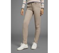 Chinohose KANGAROOS, Damen, Gr. 36, N-Gr, beige, Web, Obermaterial: 98% Baumwolle, 2% Elasthan, unifarben, gerade, unten schmal lang, Hosen Hose Chinohose, in schmaler Form, mit Kordel zu binden (4996