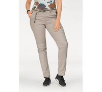 Chinohose KANGAROOS, Damen, Gr. 48, N-Gr, beige, Web, Obermaterial: 98% Baumwolle, 2% Elasthan, unifarben, gerade, unten schmal lang, Hosen Hose Chinohose, in schmaler Form, mit Kordel zu binden (4996