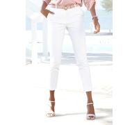 Chinohose LASCANA, Damen, Gr. 34, N-Gr, beige (creme), Web, Obermaterial: 52% Polyester, 46% Baumwolle, 2% Elasthan, unifarben, figurbetont 7/8-Länge, Hosen Chinohose, in verkürzter Länge, Stoffhose i
