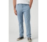 Chinohose LEVI'S "Chino Taper", Damen, Gr. 36, Länge 30, blau (steam blau), Web, Obermaterial: 70% Baumwolle, 28% Leinen, 2% Elasthan, gerade, unten schmal knöchellang, Hosen Chinohose, mit optimalem