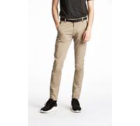 Chinohose LINDBERGH, Herren, Gr. 33, Länge 34, beige (dk sand), Stoff, Obermaterial: 98% Baumwolle, 2% Elasthan, slim fit normal, Hosen Chinohose, mit Gürtel und Stretch (23514940-33) dk sand