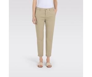 Chinohose MAC "CHINO turn up", Damen, Gr. 34, N-Gr, beige (golden terra ppt), Web, Obermaterial: 97% Baumwolle, 3% Elasthan, unifarben, slim fit knöchelfrei, Hosen Chinohose, mit dezentem Glanz, elega