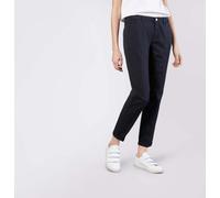 Chinohose MAC "CHINO turn up", Damen, Gr. 40, N-Gr, blau (dunkelblau), Web, Obermaterial: 96% Baumwolle, 4% Elasthan, unifarben, slim fit knöchelfrei, Hosen Chinohose, mit dezentem Glanz, elegant und 
