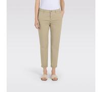 Chinohose MAC "CHINO turn up", Damen, Gr. 42, N-Gr, beige (golden terra ppt), Web, Obermaterial: 97% Baumwolle, 3% Elasthan, unifarben, slim fit knöchelfrei, Hosen Chinohose, mit dezentem Glanz, elega