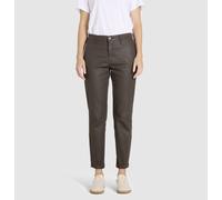 Chinohose MAC "CHINO turn up", Damen, Gr. 42, N-Gr, braun (truffle braun), Web, Obermaterial: 59% Modal, 39% Polyester, 2% Elasthan, slim fit knöchelfrei, Hosen Chinohose, Leder-Optik (53419040-42) tr