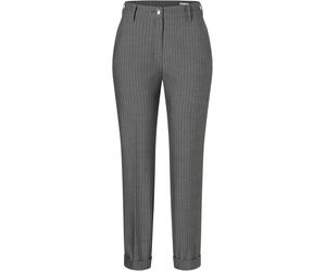 Chinohose MAC "CHINO turn up", Damen, Gr. 44, N-Gr, grau (anthrazit stripes), Web, Obermaterial: 66% Polyester, 28% Viskose, 6% Elasthan, gerade, unten schmal 7/8-Länge, Hosen Chinohose (76823658-44)