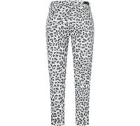 Chinohose MAC "CHINO turn up", Damen, Gr. 46, N-Gr, silber (silber shadow leo), Web, Obermaterial: 96% Baumwolle, 4% Elasthan, unifarben, slim fit knöchelfrei, Hosen Chinohose, mit dezentem Glanz, ele