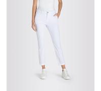 Chinohose MAC "CHINO turn up", Damen, Gr. 46, N-Gr, weiß, Web, Obermaterial: 96% Baumwolle, 4% Elasthan, unifarben, slim fit knöchelfrei, Hosen Chinohose, mit dezentem Glanz, elegant und sportiv zugle