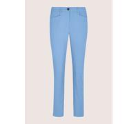 Chinohose MADELEINE "Chinohose Jerseyhose mit Formbund", Damen, Gr. 44, N + K Gr, blau (gletscherblau), Obermaterial: 97% Baumwolle CO. 3% Elasthan EL., Modern, schmal, Hosen Chinohose, leicht gepeach