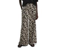 Chinohose MARC O'POLO "aus bedrucktem Viskose-Twill", Damen, Gr. 42, Normalgrößen, beige (schwarz), Twill, Obermaterial: 100% Viskose, bedruckt, loose fit lang, Hosen Chinohose (39203012-42) schwarz