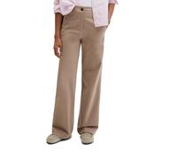 Chinohose MARC O'POLO "aus Brushed Cotton Twill", Damen, Gr. 38, Normalgrößen, chalky braun, Twill, Obermaterial: 56% Baumwolle, 41% Lyocell, 3% Elasthan, unifarben, lang, Hosen Chinohose (64603027-38