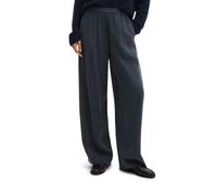Chinohose MARC O'POLO "aus gewaschener Viskose", Damen, Gr. 40, Normalgrößen, grau (martime blau), Twill, Obermaterial: 93% Viskose, 7% Polyester, unifarben, relaxed fit lang, Hosen Chinohose (1706450