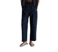 Chinohose MARC O'POLO DENIM "aus Leinen-Baumwolle-Mix", Damen, Gr. L, Normalgrößen, blau depths, Obermaterial: 56% Leinen, 44% Baumwolle, unifarben, regular fit normal, Hosen Chinohose (68714411-L) bl