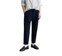 Chinohose MARC O'POLO DENIM "mit Bundfalten-Details", Herren, Gr. M, Normalgrößen, navy teal, Obermaterial: 63% Polyester, 34% Viskose, 3% Elasthan, unifarben, relaxed fit knöchelfrei, Hosen Chinohose