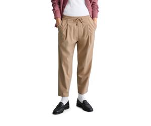 Chinohose MARC O'POLO DENIM "mit Bundfalten-Details", Herren, Gr. XL, Normalgrößen, frosty sand, Obermaterial: 63% Polyester, 34% Viskose, 3% Elasthan, unifarben, relaxed fit knöchelfrei, Hosen Chinoh