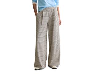 Chinohose MARC O'POLO DENIM "mit recyceltem Polyester", Damen, Gr. L, Normalgrößen, sanftes weiß, Obermaterial: 65% Polyester, 33% Viskose, 2% Elasthan, kariert, regular fit lang, Hosen Chinohose (817